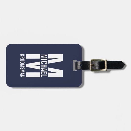 Modern Personalized Groomsmen Monogram and Name Bagagelabel (Voorkant horizontaal)