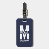 Modern Personalized Groomsmen Monogram and Name Bagagelabel (Voorkant verticaal)
