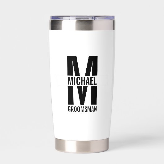 Modern Personalized Groomsmen Monogram and Name Geïsoleerde Drinkbeker (Voorkant)