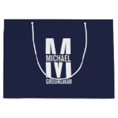 Modern Personalized Groomsmen Monogram and Name Groot Cadeauzakje (Voorkant)