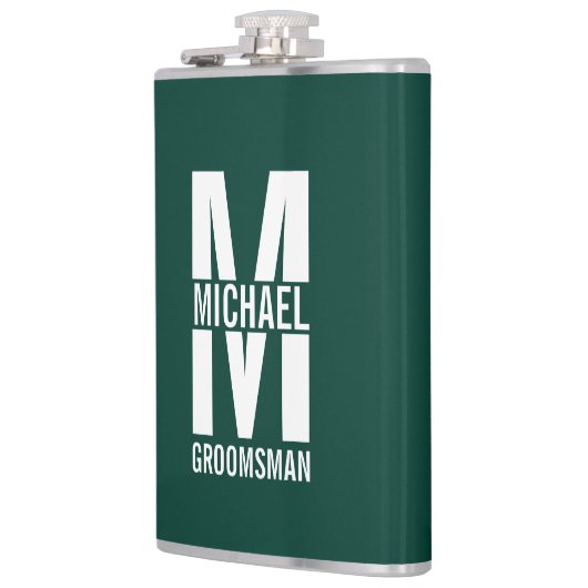 Modern Personalized Groomsmen Monogram and Name Heupfles (Links)