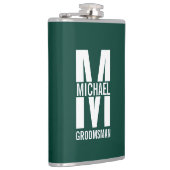 Modern Personalized Groomsmen Monogram and Name Heupfles (Rechts)