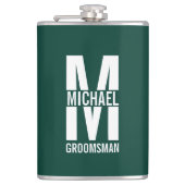 Modern Personalized Groomsmen Monogram and Name Heupfles (Voorkant)