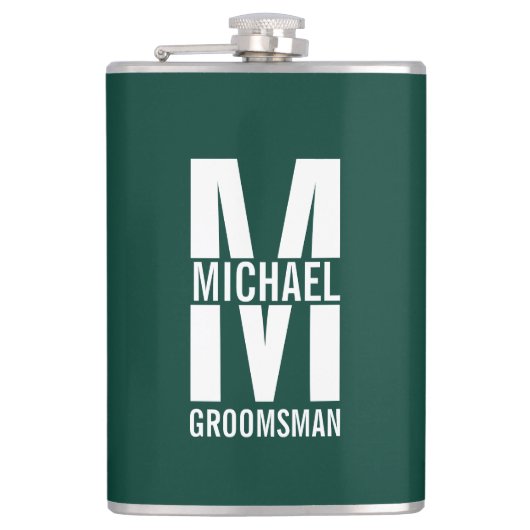 Modern Personalized Groomsmen Monogram and Name Heupfles (Voorkant)