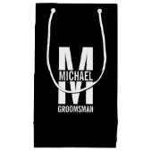 Modern Personalized Groomsmen Monogram and Name Klein Cadeauzakje (Voorkant)