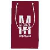 Modern Personalized Groomsmen Monogram and Name Klein Cadeauzakje (Voorkant)