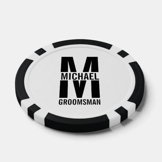 Modern Personalized Groomsmen Monogram and Name Poker Chips (Enkel)