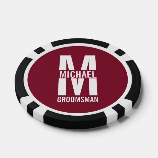 Modern Personalized Groomsmen Monogram and Name Poker Chips (Enkel)