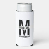 Modern Personalized Groomsmen Monogram and Name Seltzer Blikjeskoeler (Seltzer Voorkant)