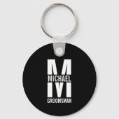 Modern Personalized Groomsmen Monogram and Name Sleutelhanger (Voorkant)
