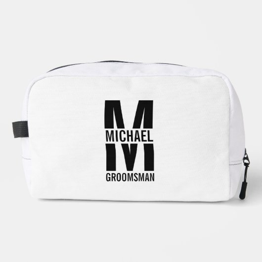 Modern Personalized Groomsmen Monogram and Name Toilettasje (Voorkant)