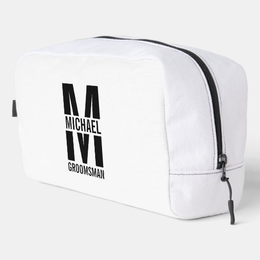 Modern Personalized Groomsmen Monogram and Name Toilettasje (Rechterhoek)