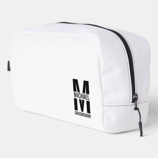 Modern Personalized Groomsmen Monogram and Name Toilettasje (Rechterhoek)