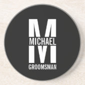 Modern Personalized Groomsmen Monogram and Name Zandsteen Onderzetter (Voorkant)