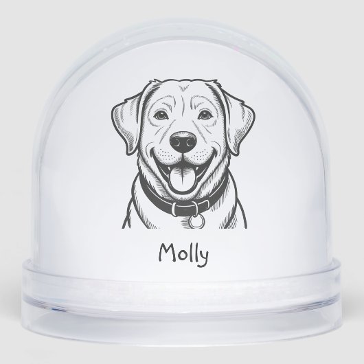 Modern Personalized Lab Dog Christmas Sneeuwbol (Voorkant)