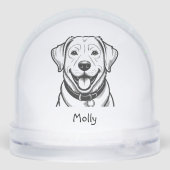 Modern Personalized Lab Dog Christmas Sneeuwbol (Achterkant)