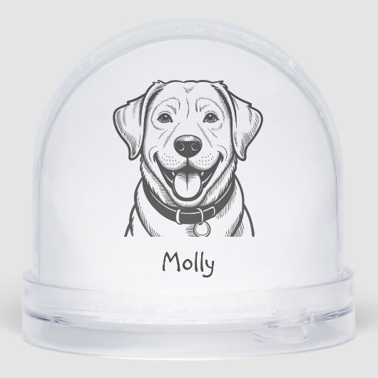 Modern Personalized Lab Dog Christmas Sneeuwbol (Achterkant)