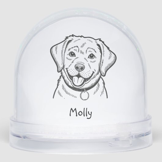 Modern Personalized Lab Dog Christmas Sneeuwbol (Achterkant)