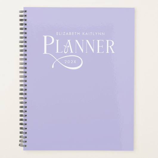Modern Personalized Lavender Purple Planner (Voorkant)