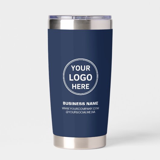 Modern Personalized Logo Navy Blue Business Geïsoleerde Drinkbeker (Achterkant)
