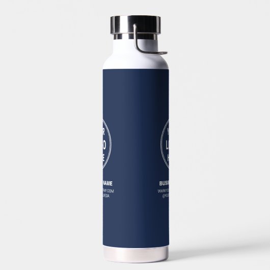 Modern Personalized Logo Navy Blue Business Waterfles (Links)