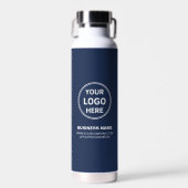 Modern Personalized Logo Navy Blue Business Waterfles (Voorkant)