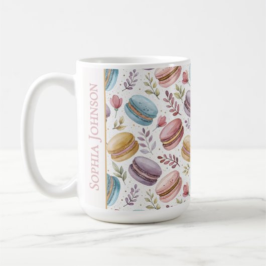 Modern Personalized Macaron Desserts Koffiemok (Links)