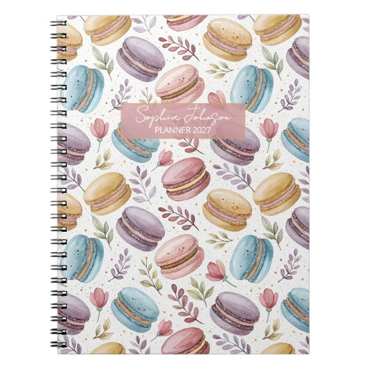Modern Personalized Macaron Desserts Notitieboek (Voorkant)