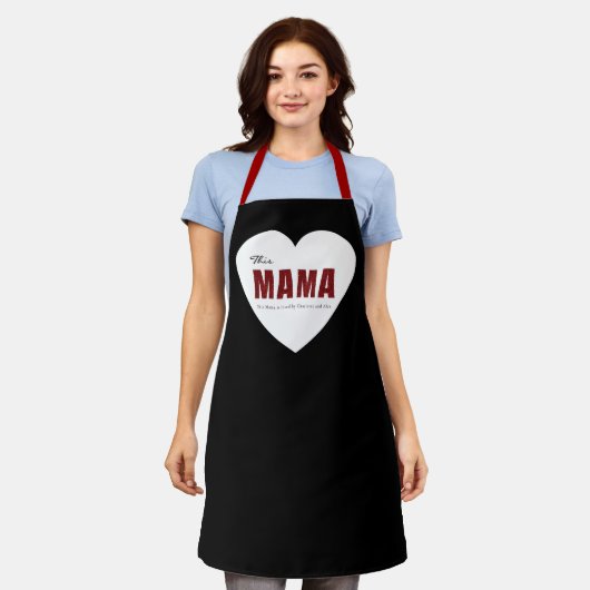 Modern Personalized Mama Heart Apron Schort (Gedragen)
