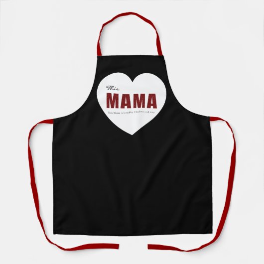 Modern Personalized Mama Heart Apron Schort (Voorkant)