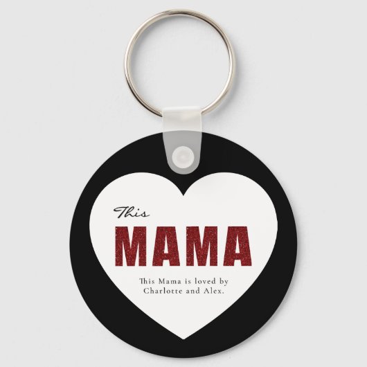 Modern Personalized Mama Heart Keychain (Voorkant)