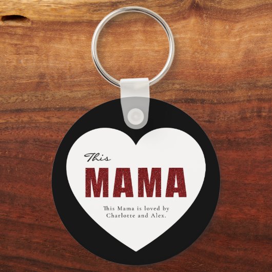 Modern Personalized Mama Heart Keychain (Voorkant)