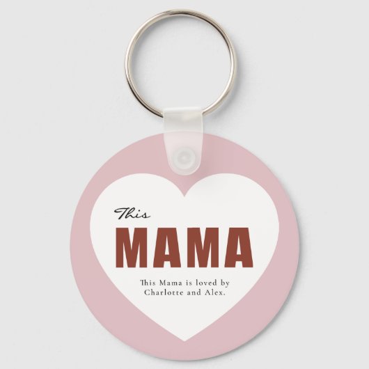 Modern Personalized Mama Heart Keychain (Voorkant)