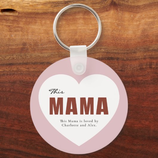 Modern Personalized Mama Heart Keychain (Voorkant)