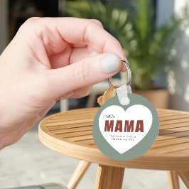 Modern Personalized Mama Heart Keychain