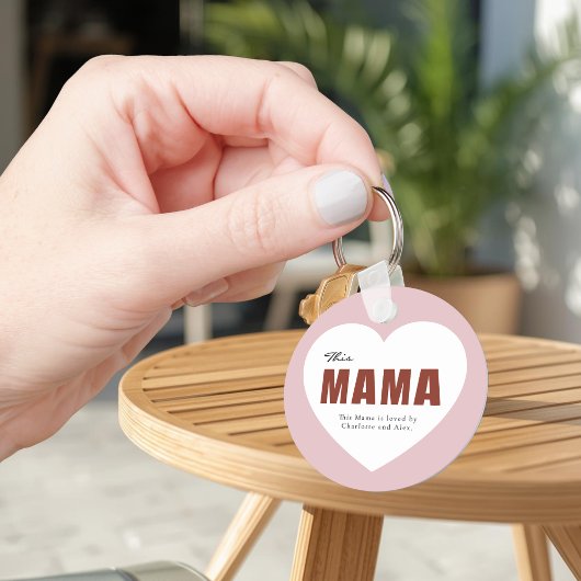 Modern Personalized Mama Heart Keychain
