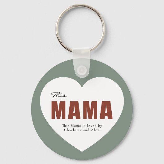 Modern Personalized Mama Heart Keychain (Voorkant)