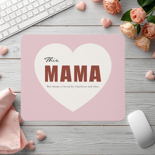 Modern Personalized Mama Heart Mouse Pad Muismat