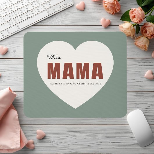 Modern Personalized Mama Heart Mouse Pad Muismat