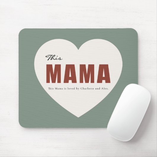 Modern Personalized Mama Heart Mouse Pad Muismat (Met muis)