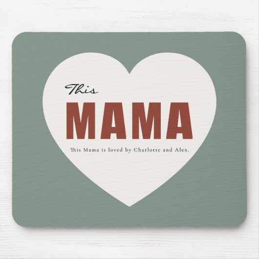 Modern Personalized Mama Heart Mouse Pad Muismat (Voorkant)