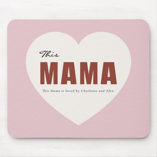 Modern Personalized Mama Heart Mouse Pad Muismat (Voorkant)