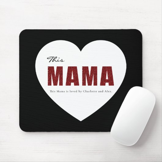 Modern Personalized Mama Heart Mouse Pad Muismat (Met muis)