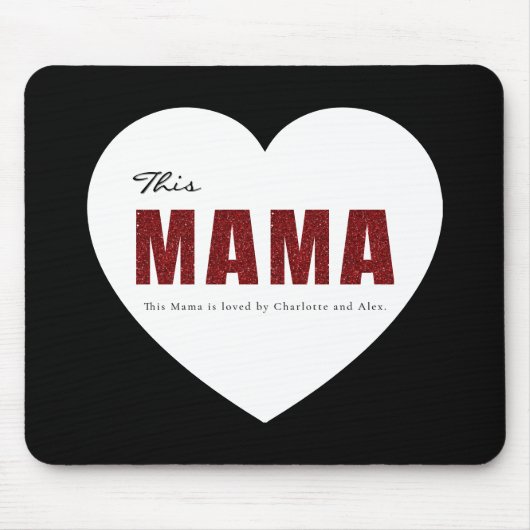 Modern Personalized Mama Heart Mouse Pad Muismat (Voorkant)