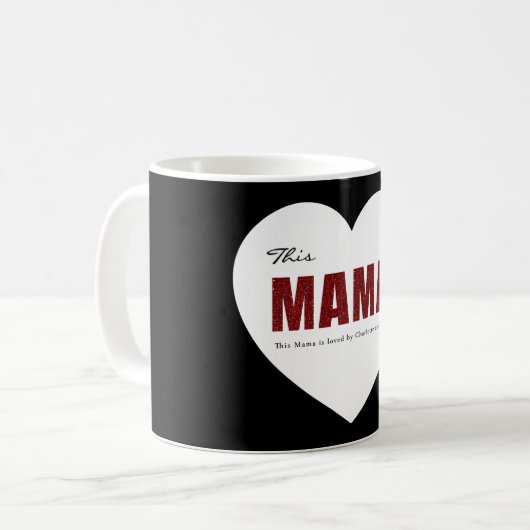 Modern Personalized Mama Heart Mug Koffiemok (Voorkant links)