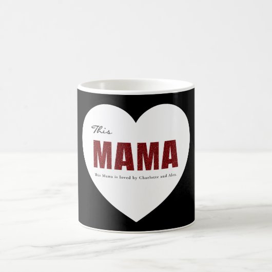 Modern Personalized Mama Heart Mug Koffiemok (Center)