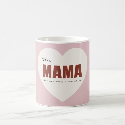 Modern Personalized Mama Heart Mug Koffiemok (Center)