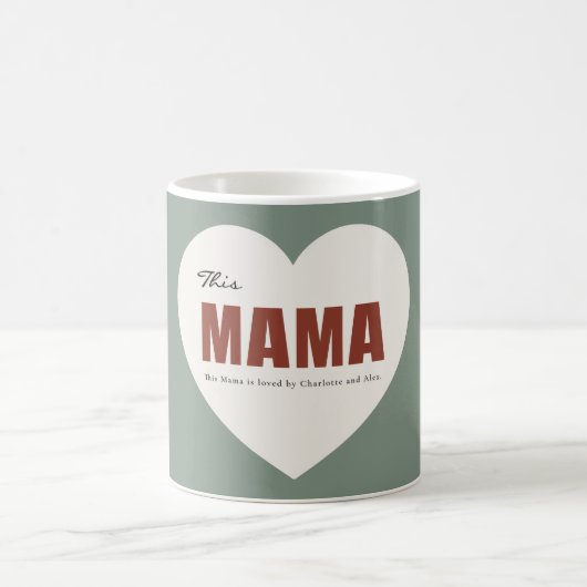 Modern Personalized Mama Heart Mug Koffiemok (Center)