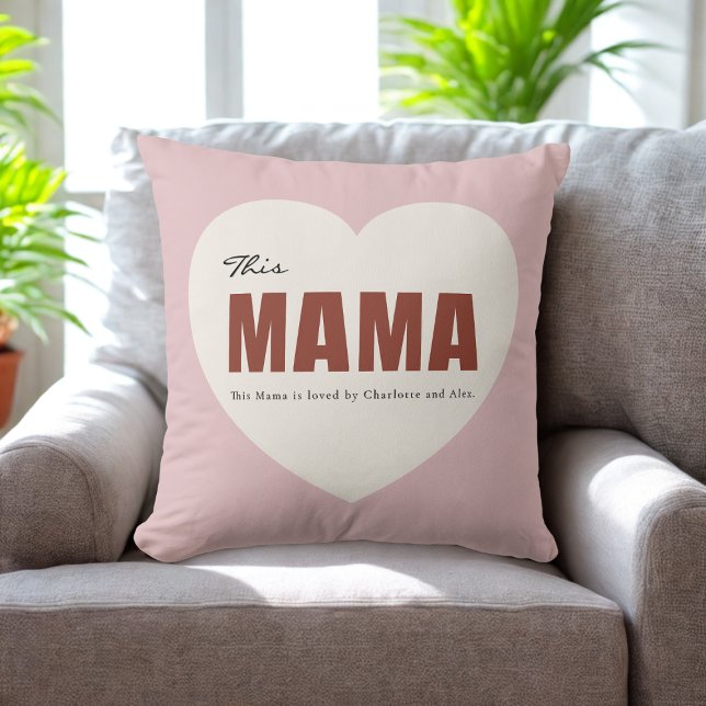 Modern Personalized Mama Heart Throw Pillow Kussen (Creator heeft geüpload)