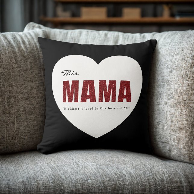 Modern Personalized Mama Heart Throw Pillow Kussen (Creator heeft geüpload)